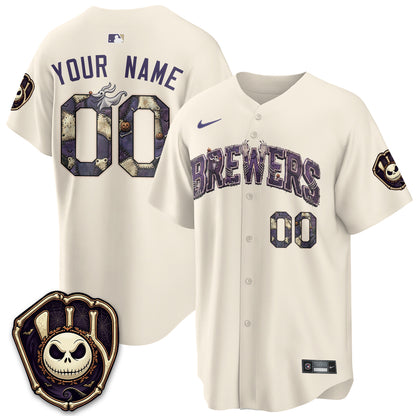 Milwaukee Brewers Nightmare Edition Vapor Custom Jersey - Printed