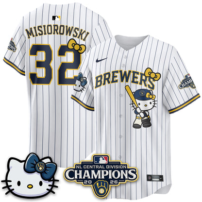 Milwaukee Brewers NL Central Champs x Meow KT Vapor Jersey - Stitched