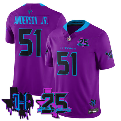 Houston Texans 25th Seasons in 2026 DJ Screw Vapor Limited Jersey - All Stitched