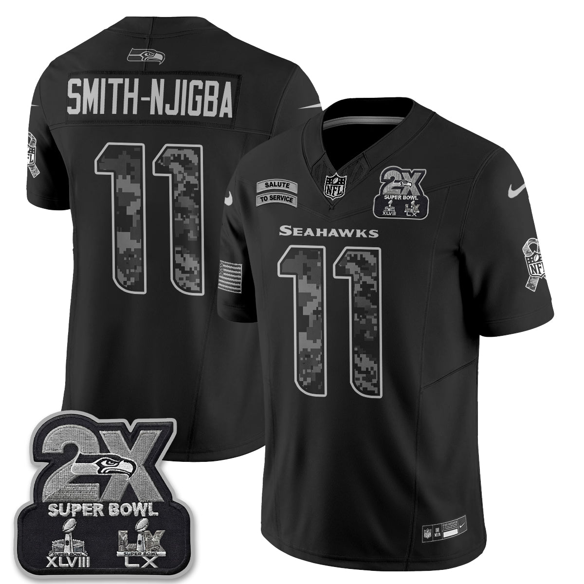 Seattle Seahawks 2026 Salute to Service Vapor Jersey - Stitched