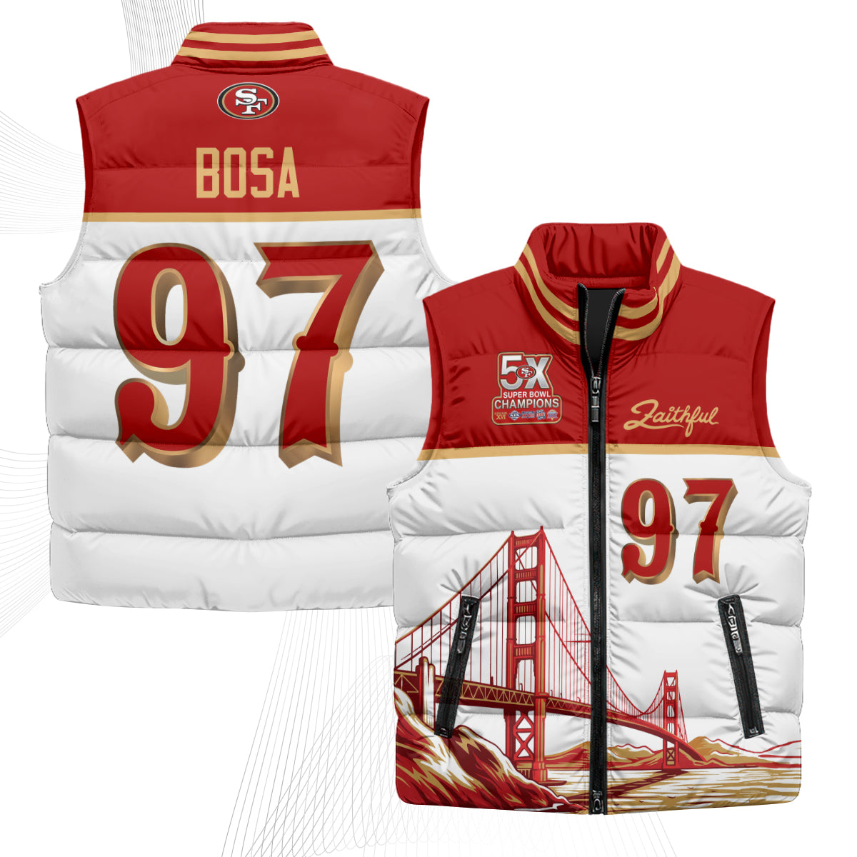 San Francisco 49ers Faithful Puffer Vest - Printed