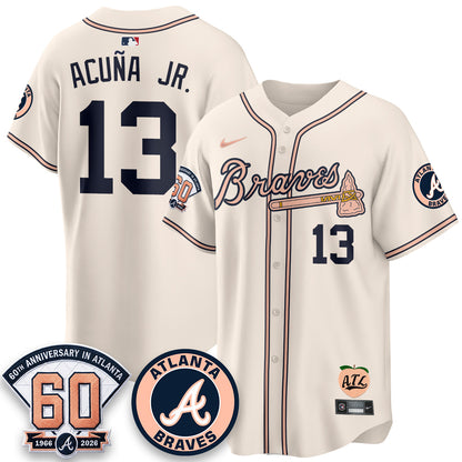 Atlanta Braves 60th Anniversary Peach Edition Vapor Premier Limited Jersey - All Stitched (1)