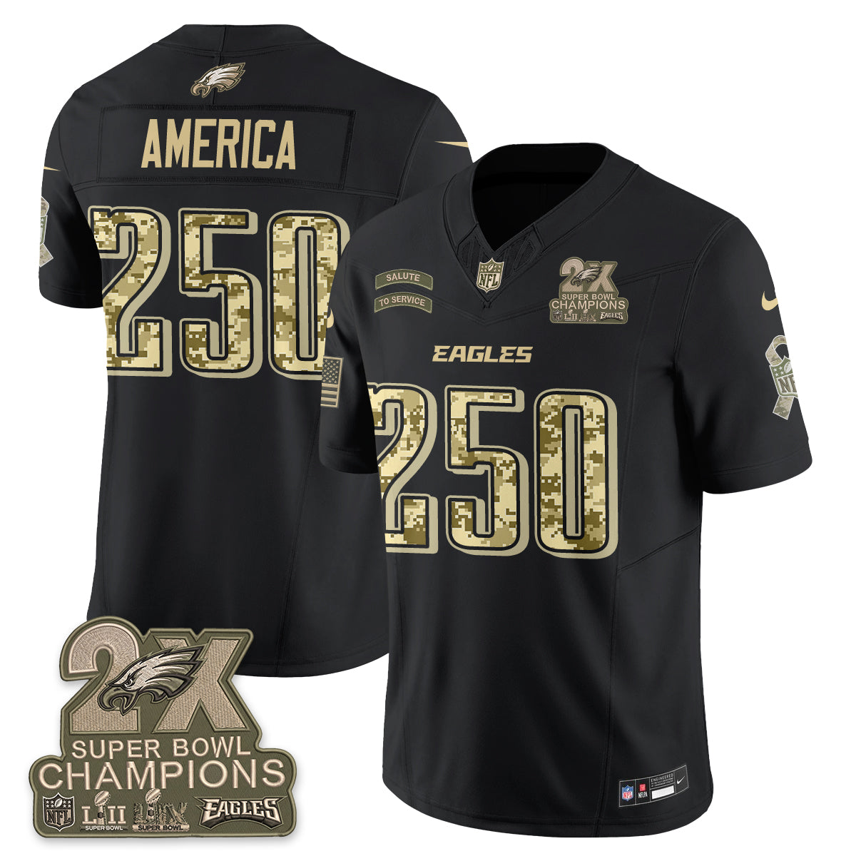 Philadelphia Eagles Salute to Service V2 Vapor Jersey - Stitched-NQD