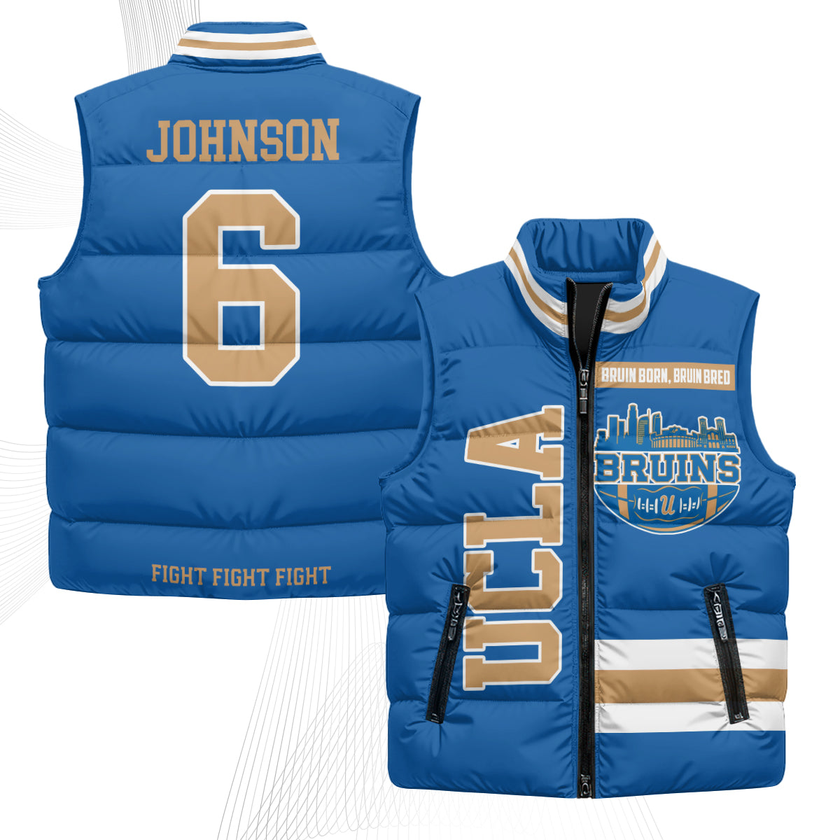 UCLA Bruins Fight Fight Fight Puffer Vest - Printed