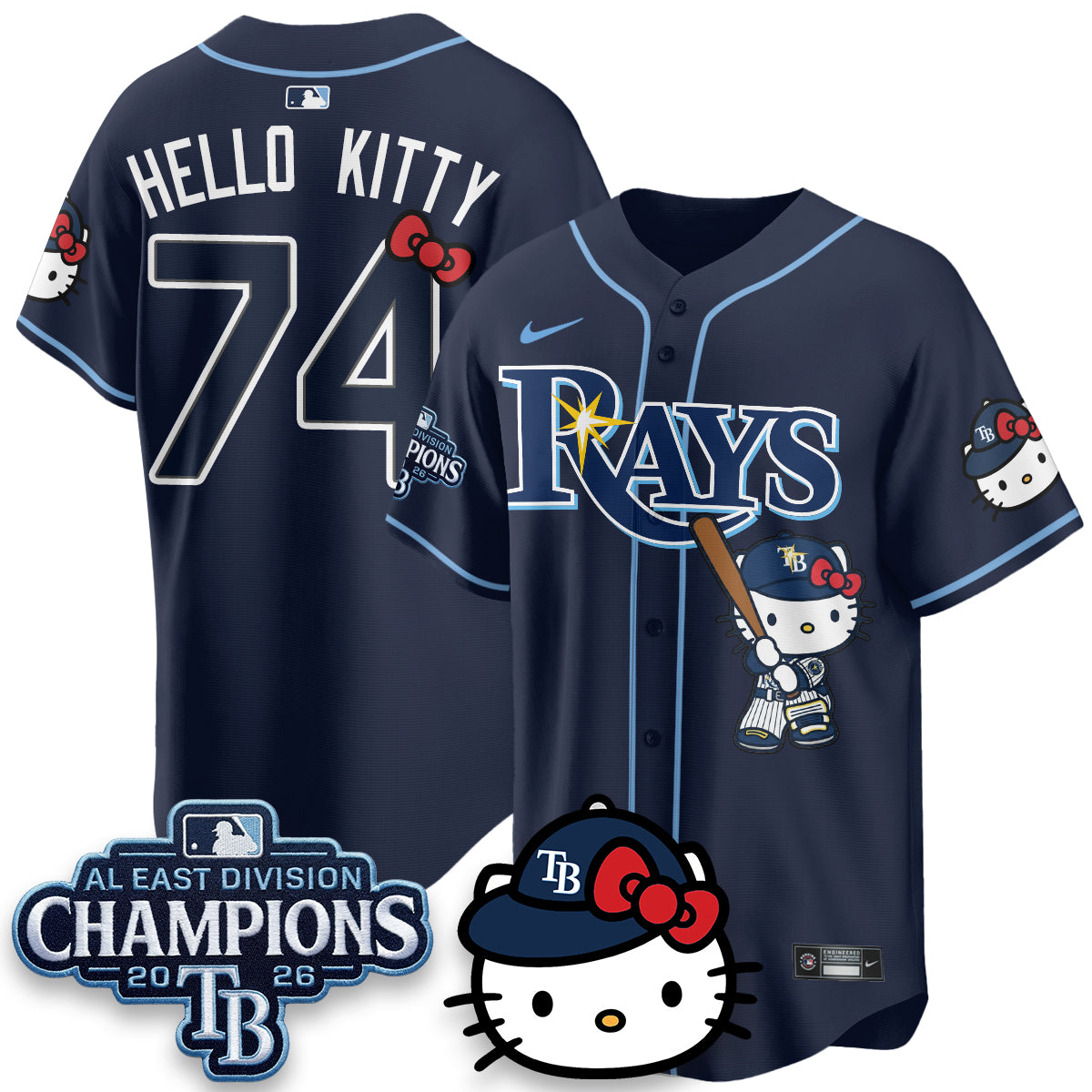 Tampa Bay Rays x Meow KT 2026 AL East Champs Vapor Jersey - Stitched-NQD