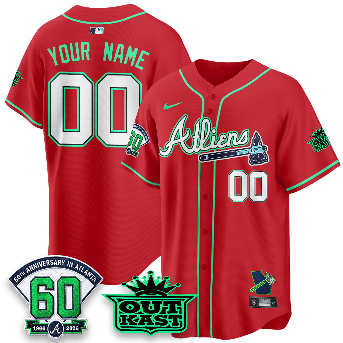 Atlanta Braves x Atliens Cool Base Galaxy Version Custom Jersey - Stitched