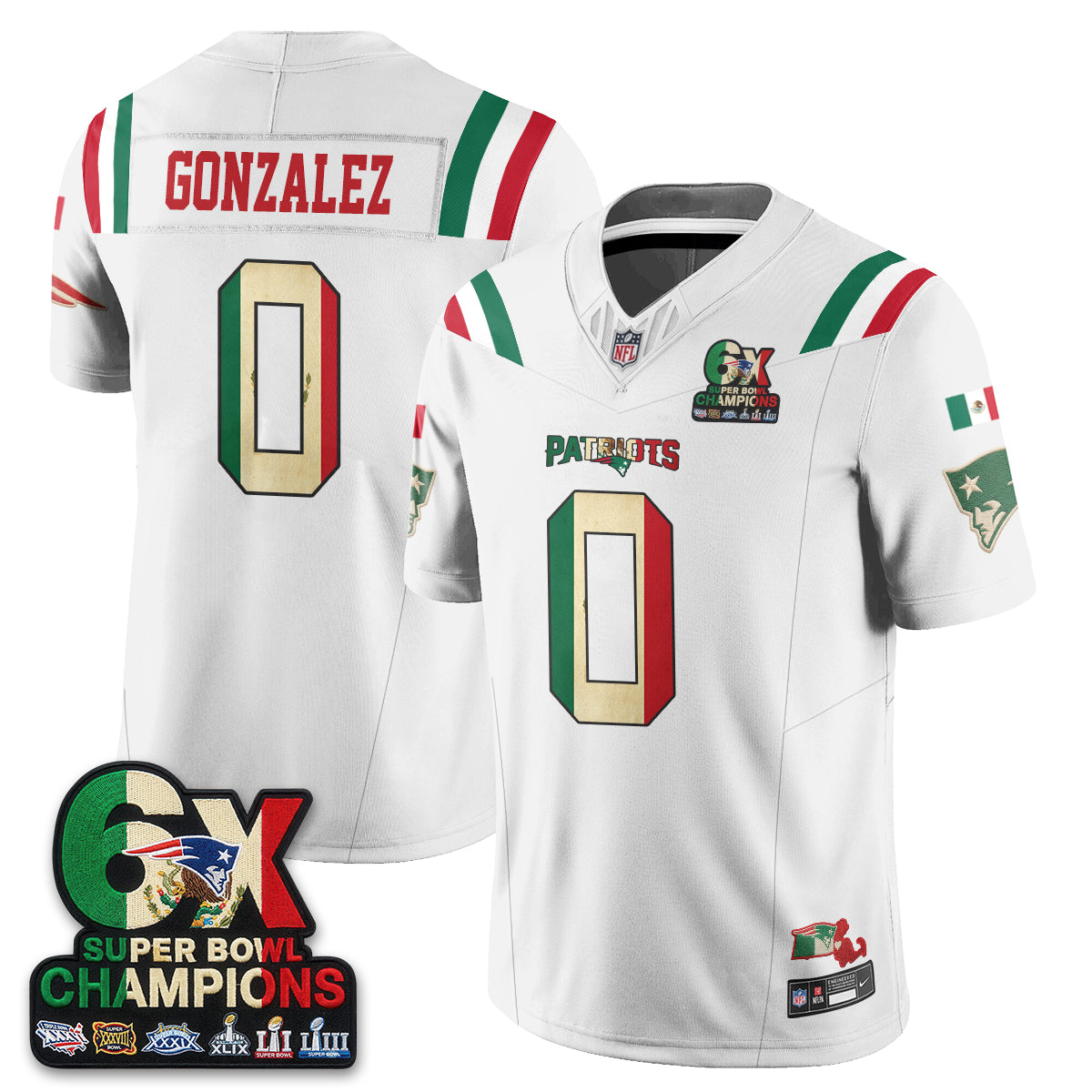 New England Patriots Mexico Edition Vapor Jersey - Stitched