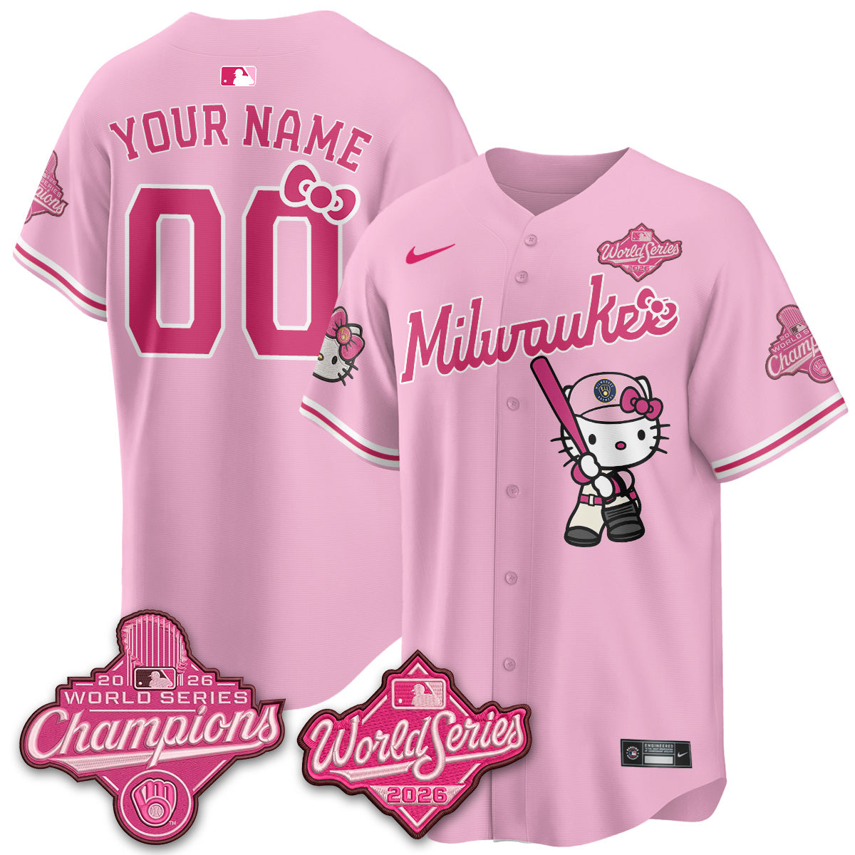 Milwaukee Brewers 2026 WS Champions x Meow KT Custom Vapor Jersey - Stitched