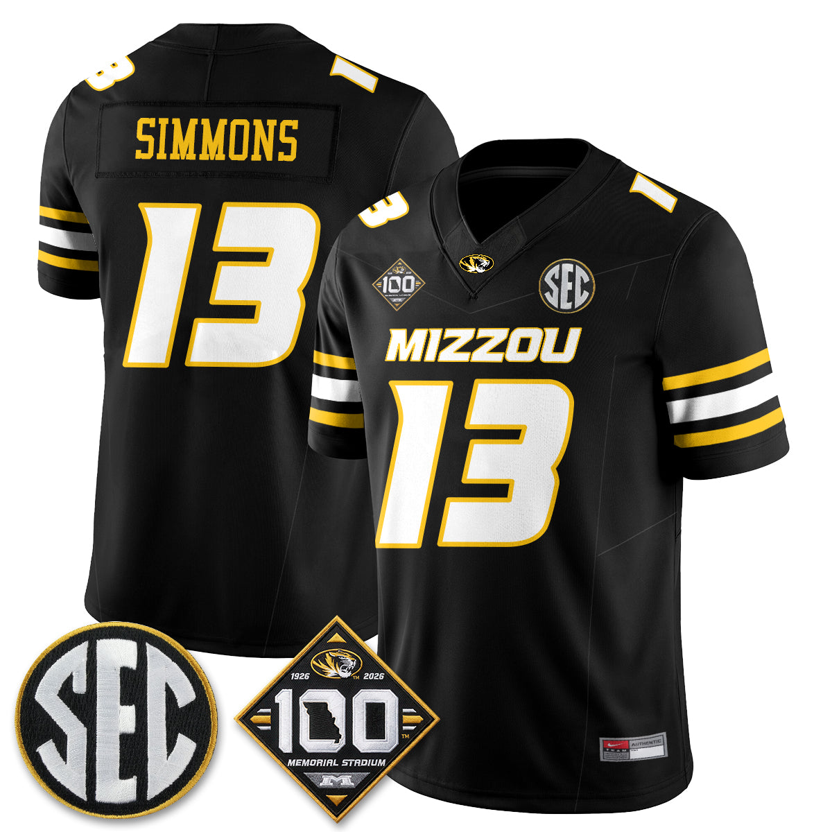 Missouri Tigers 100th Anniversary of Memorial Stadium Vapor Jersey - Stitched
