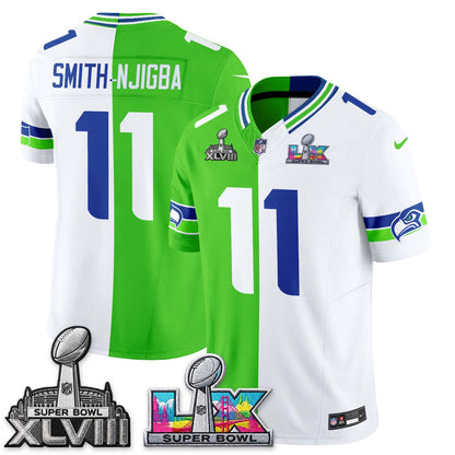 Seattle Seahawks Throwback 2 SB Patches Vapor Jersey - Stitched-NQD