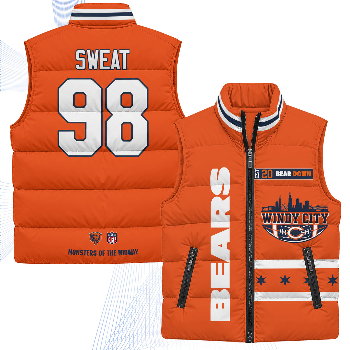 Chicago Bears "Windy City" Puffer Vest - Printed