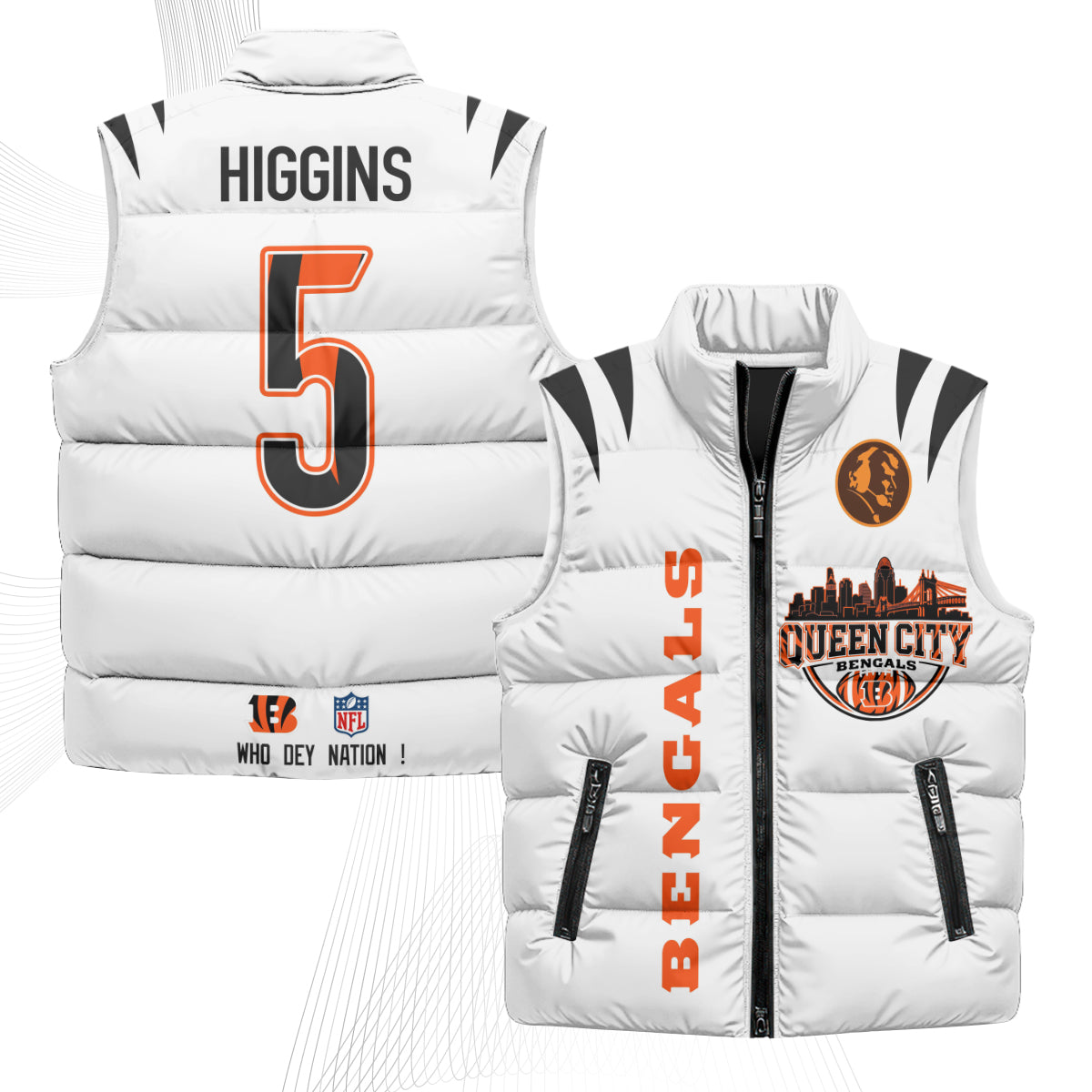 Cincinnati Bengals John Madden Patch Puffer Vest - Printed