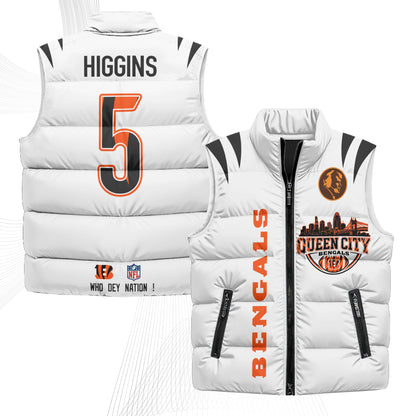 Cincinnati Bengals John Madden Patch Puffer Vest - Printed