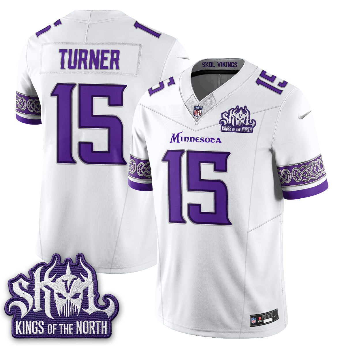 Minnesota Vikings Fangear Edition Warrior Skol Patch Vapor Jersey - Stitched
