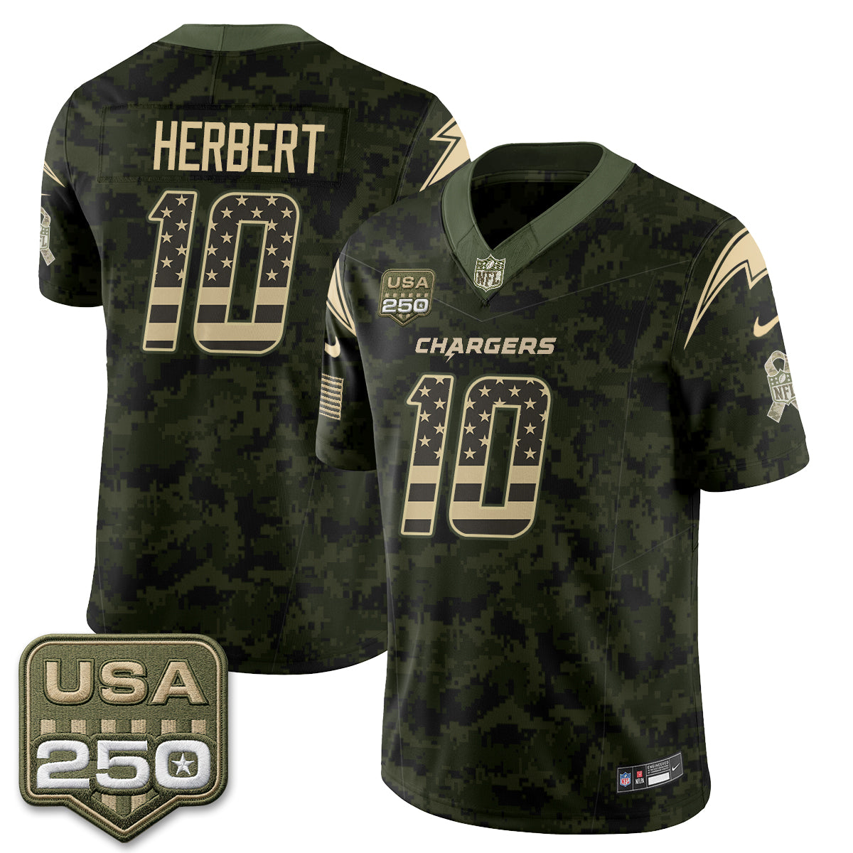 Los Angeles Chargers 2026 Salute to Service Vapor Jersey - Stitched