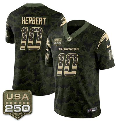 Los Angeles Chargers 2026 Salute to Service Vapor Jersey - Stitched