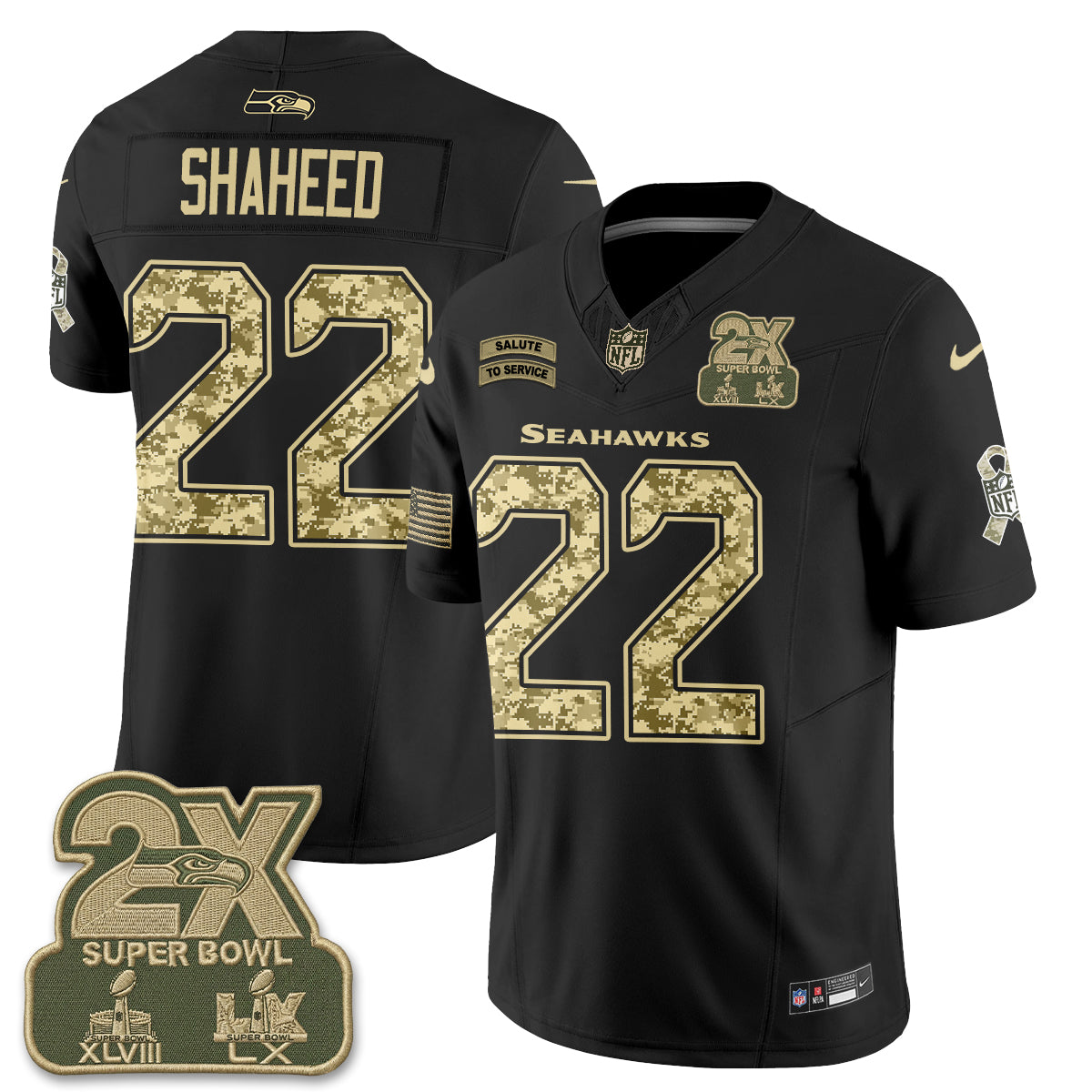 Seattle Seahawks 2026 Salute to Service Vapor Jersey - Stitched
