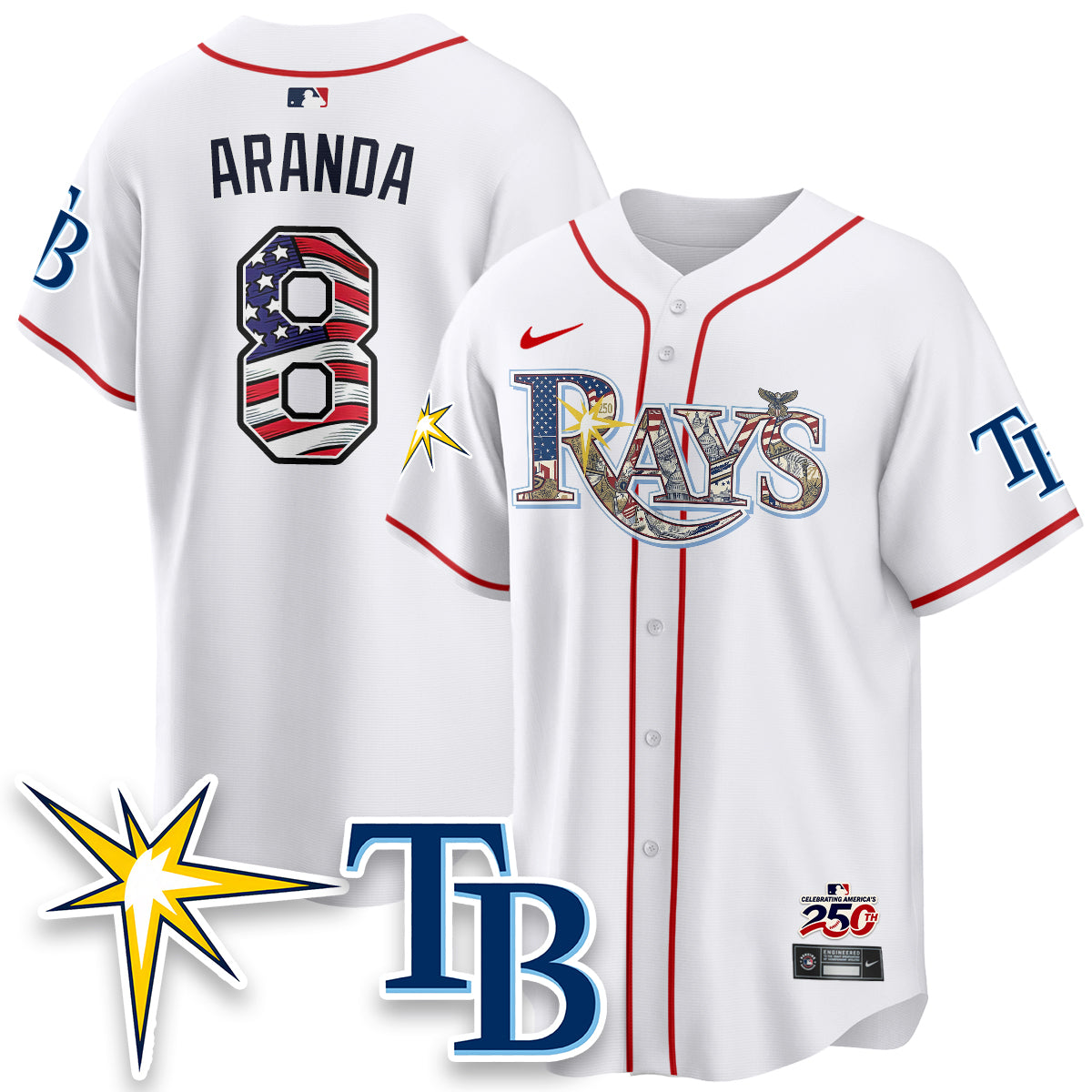 Tampa Bay Rays Independence Day USA 2026 Vapor Limited Jersey - Stitched