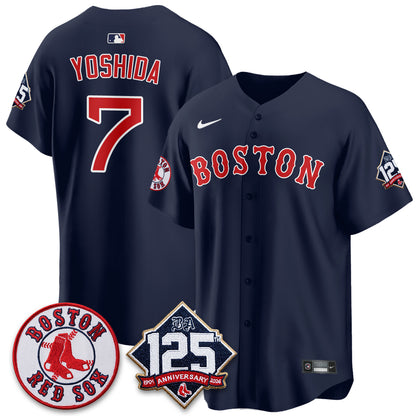 Boston Red Sox 125th Anniversary Patch Vapor Jersey - Stitched