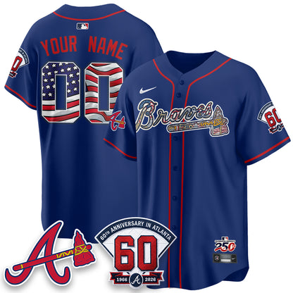 Atlanta Braves 2026 Independence Day USA Vapor Limited Custom Jersey - Stitched