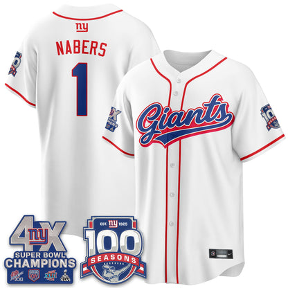 NYG 4X Champs & 100 Anniversary Vapor Baseball Jersey - Stitched