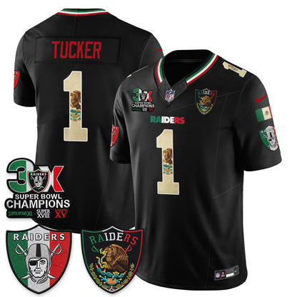 Las Vegas Raiders 3X Champs Mexico Edition Vapor Jersey - Stitched