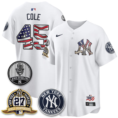New York Yankees Independence Day USA Vapor Limited Jersey - Stitched