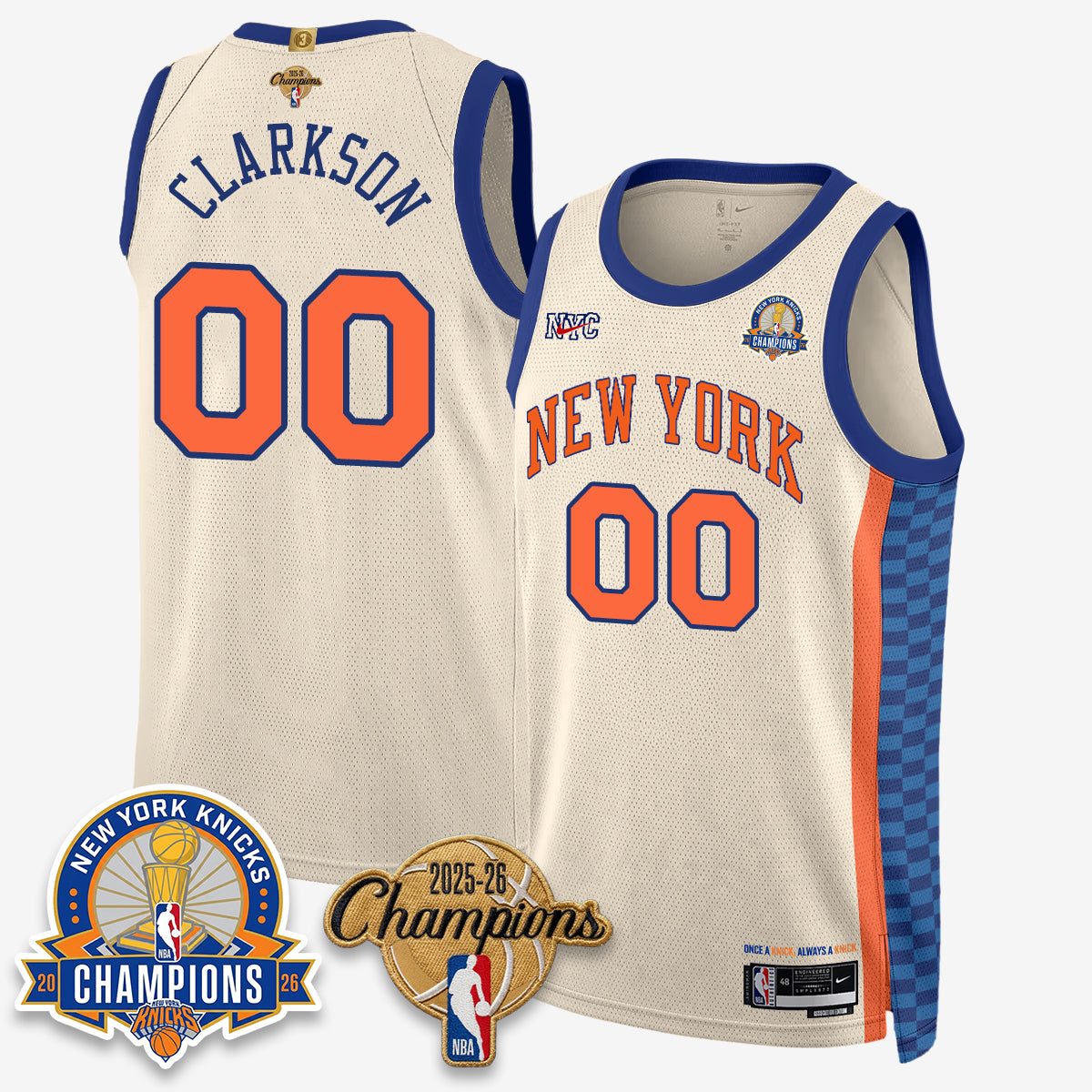 New York Knicks 2026 Basketball Champions Gold Edition Vapor Jersey- Stitched