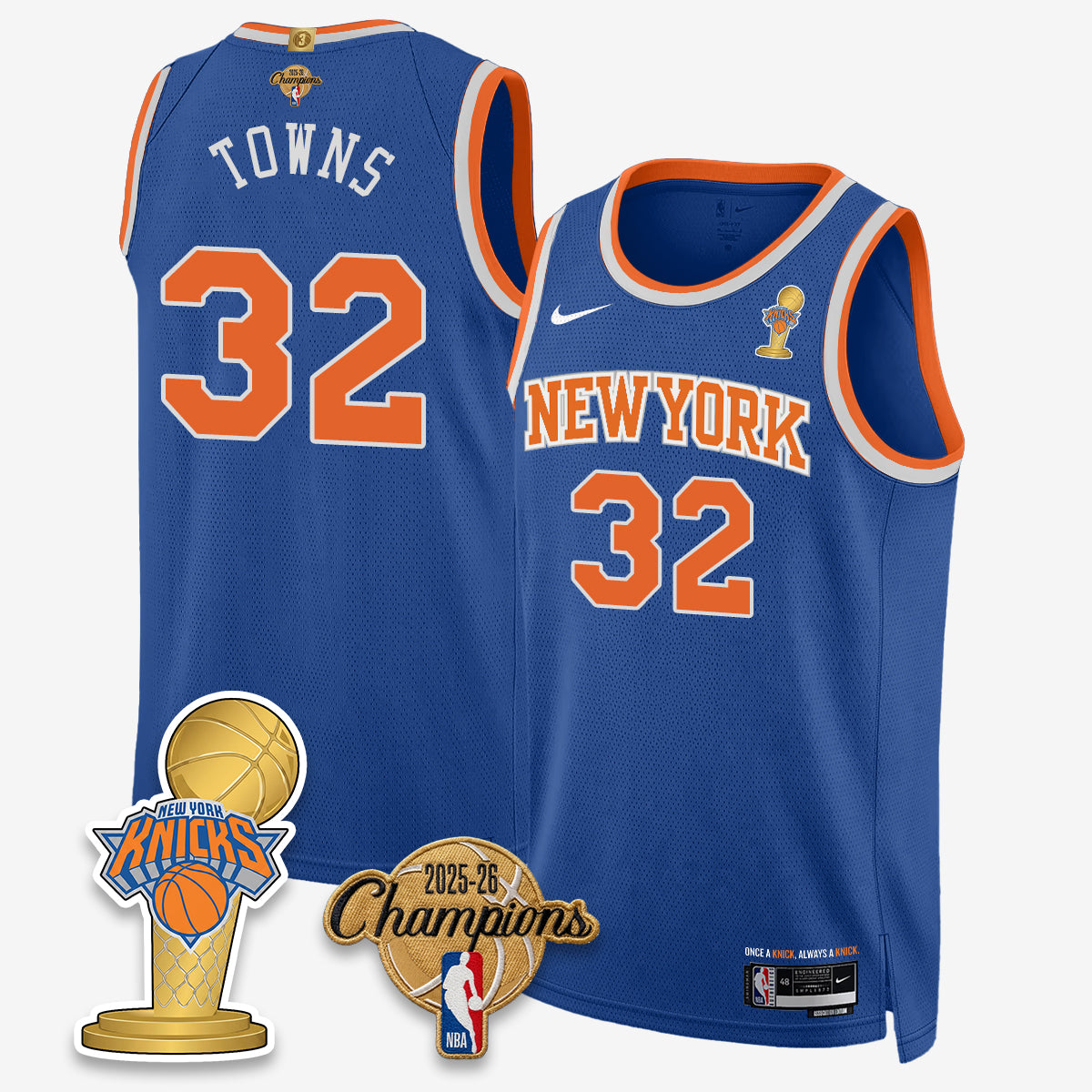 New York Knicks 2026 Basketball Champions Vapor Jersey - Stitched