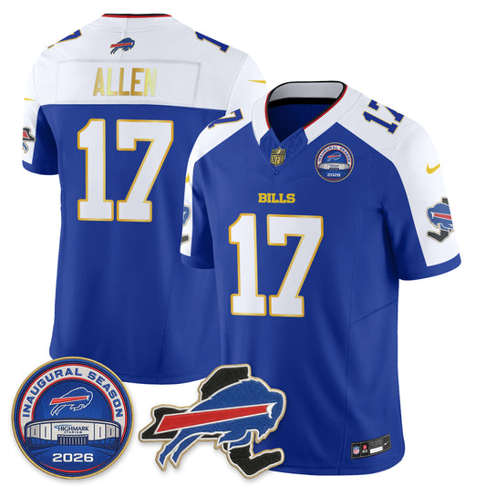 Buffalo Bills 2026 Gold Trim Edition Vapor Jersey - Stitched-NQD.