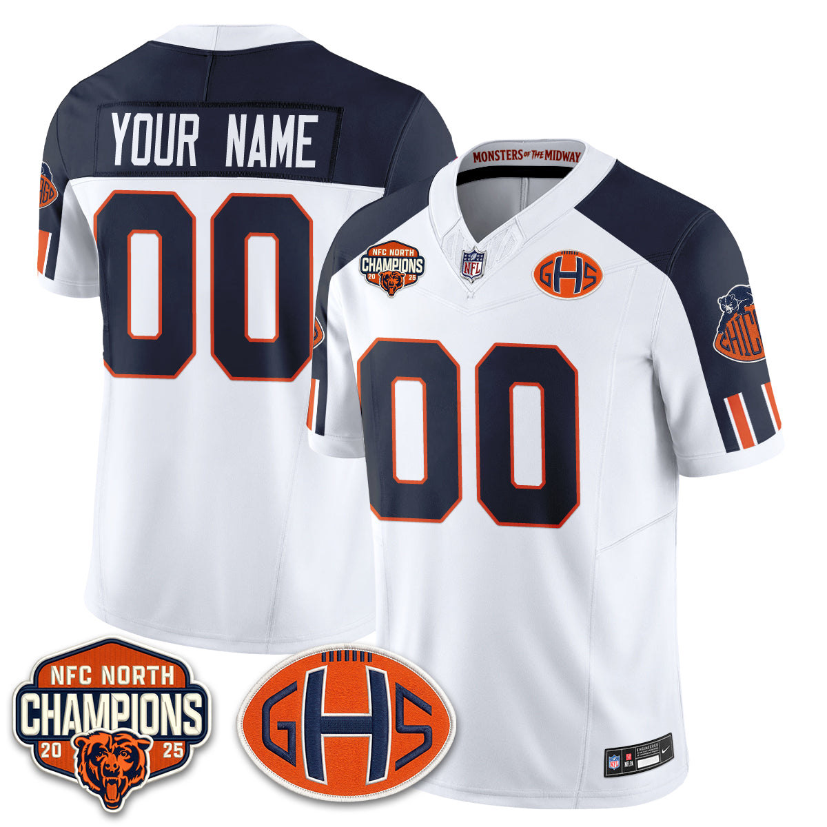 Chicago Bears 2026 Rivalries Split Edition Vapor Custom Jersey - Stitched