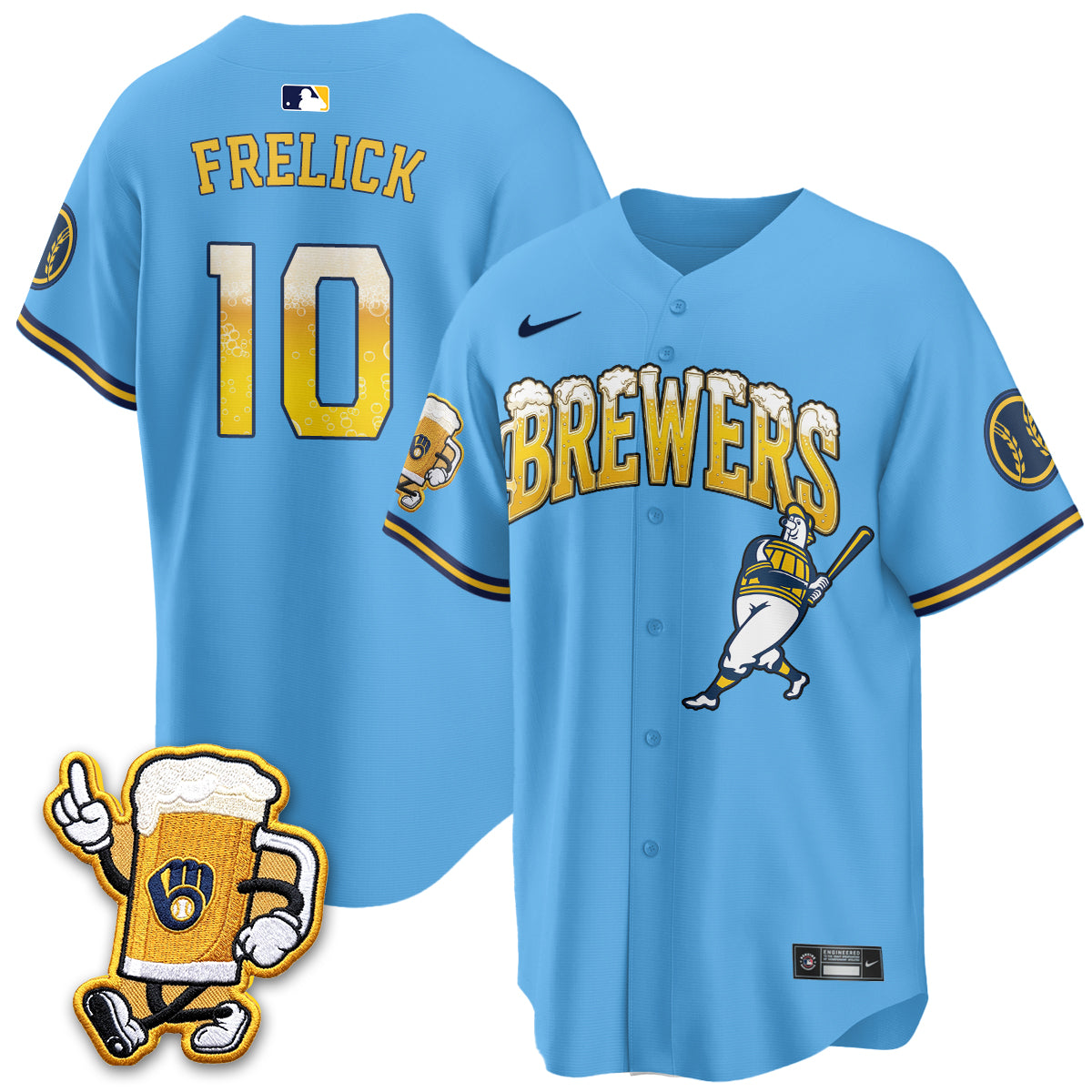 Milwaukee Brewers "Pitcher & Pint" Edition Vapor Jersey V2 - Stitched
