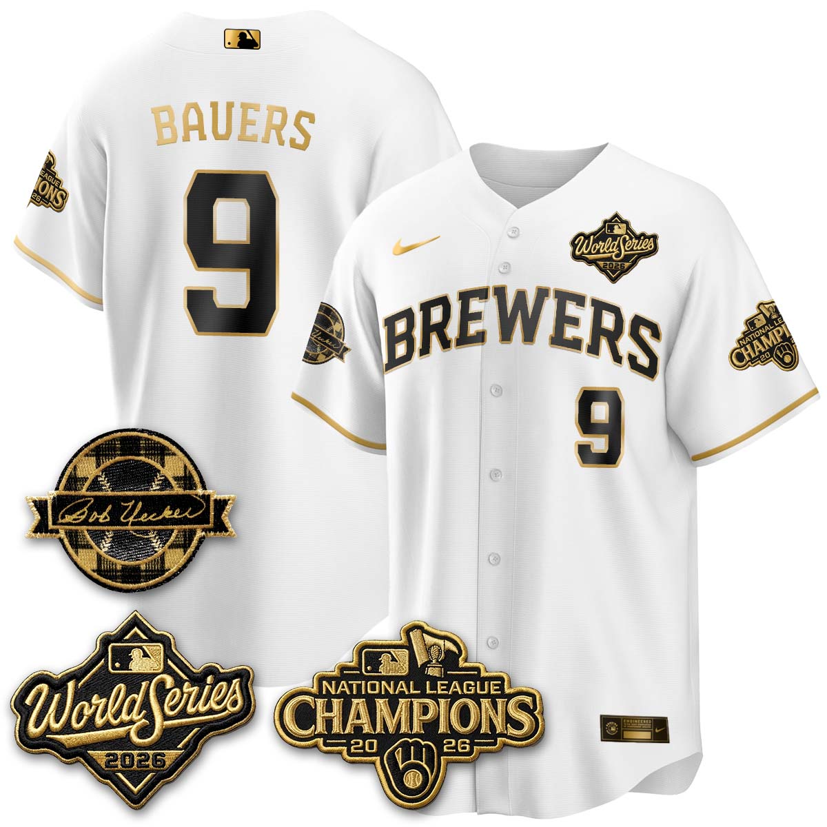 MIL 2026 NL Champions - Bob Uecker Patch Vapor Jersey - Stitched-NQD.