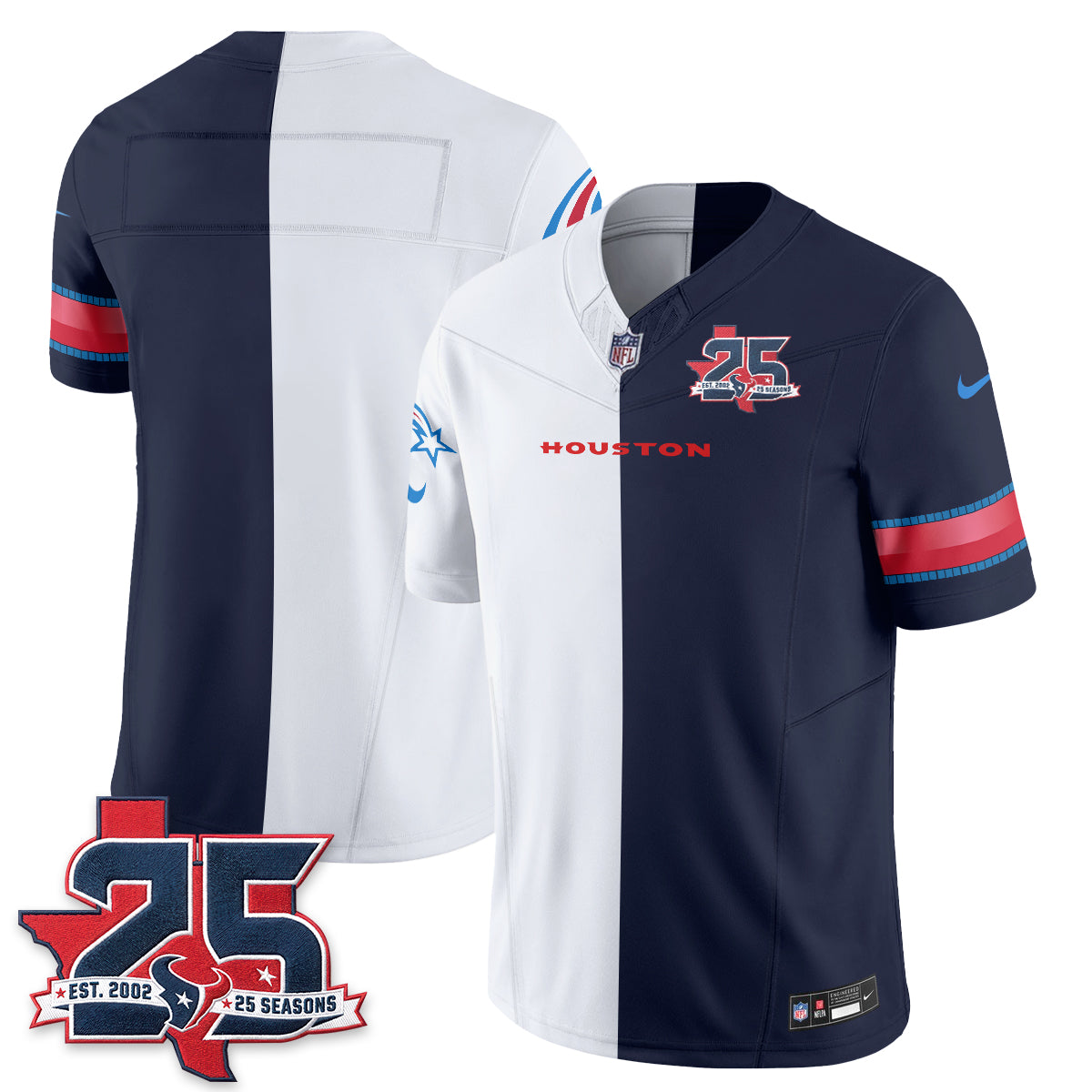 Houston Texans Fan Gear Split Vapor Jersey - Stitched