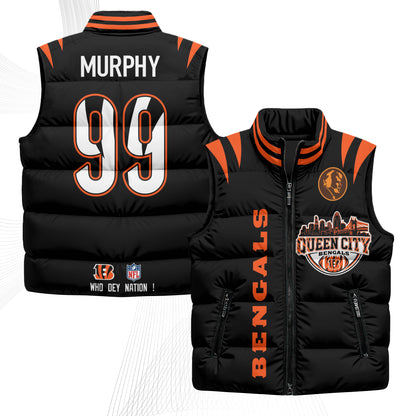 Cincinnati Bengals John Madden Patch Puffer Vest - Printed