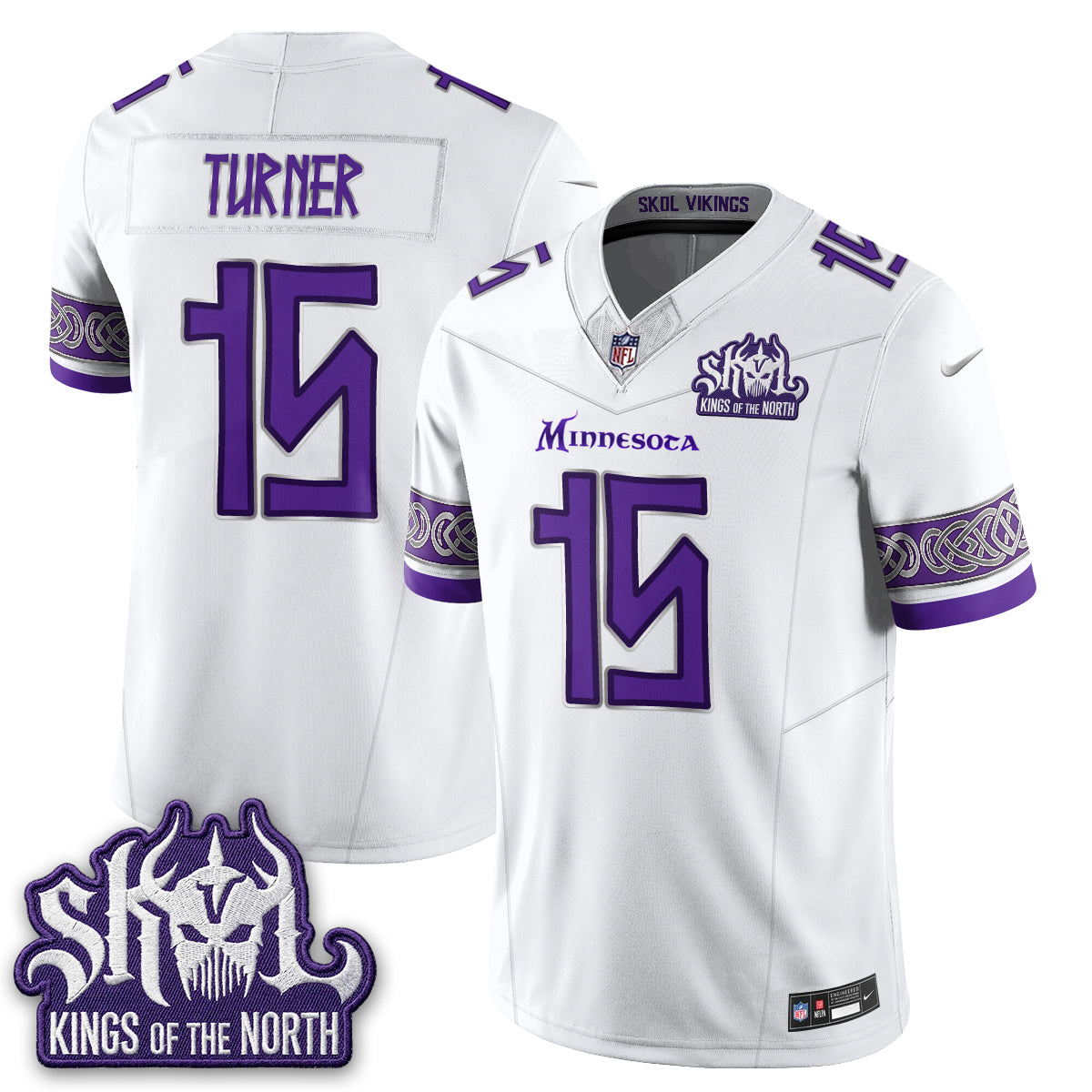 Minnesota Vikings Fangear Edition Warrior Skol Patch Vikings Font Vapor Jersey - Stitched