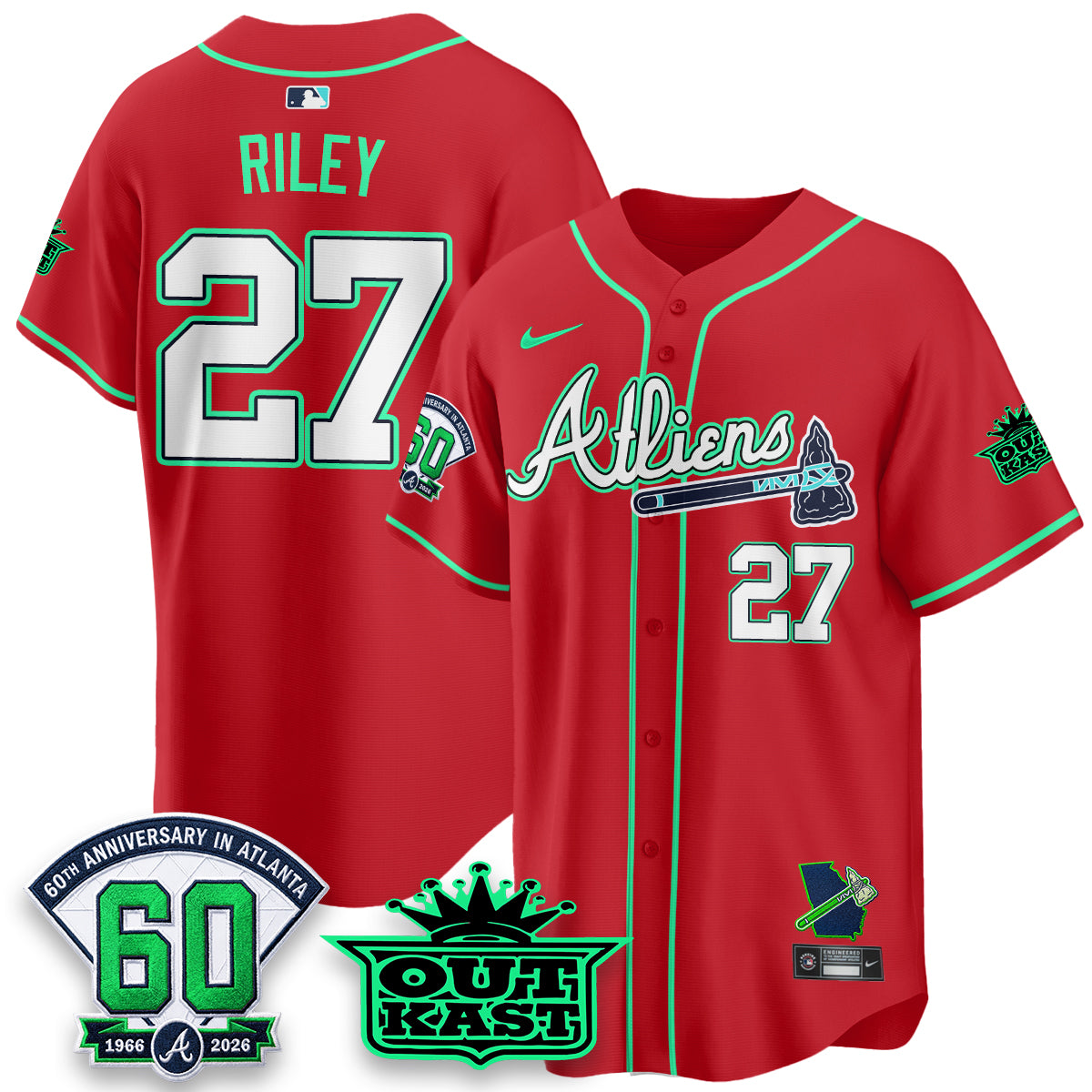 Atlanta Braves x Atliens Cool Base Galaxy Version Jersey - Stitched