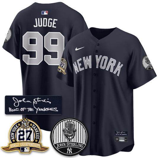 NYY John Sterling Tribute Patch Limited Gold Jersey - Stitched
