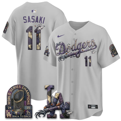 Los Angeles Dodgers Nightmare Edition Vapor Jersey - Stitched