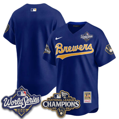 Milwaukee Brewers 2026 NL Champions Throwback Jersey - Stitched