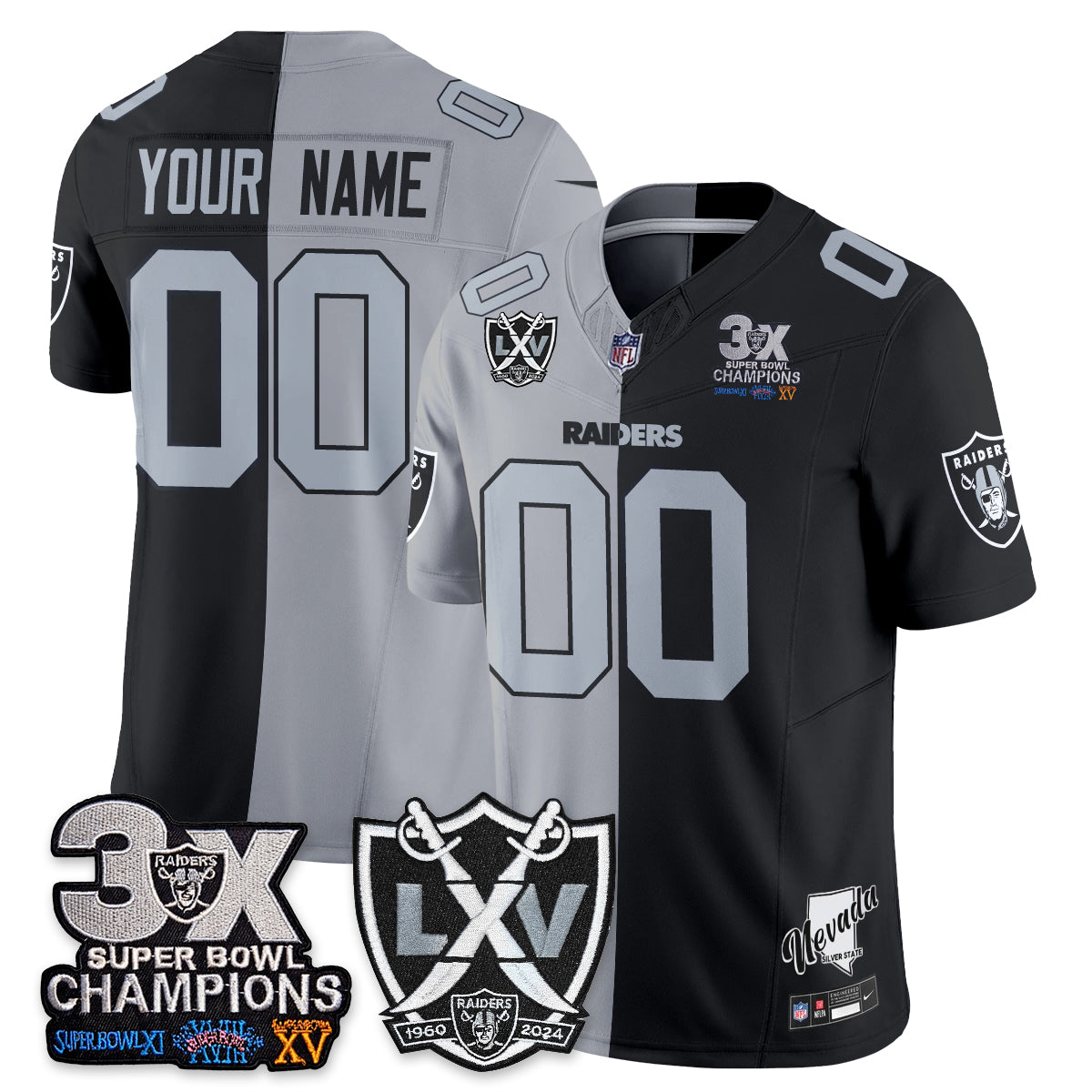 Las Vegas Raiders Split Edition Vapor Custom Jersey V2- Stitched