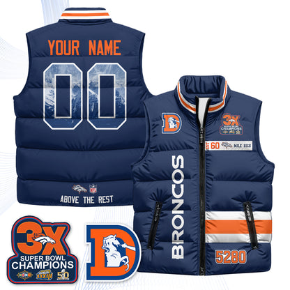 Denver Broncos "Mile High" Custom Puffer Vest - Printed