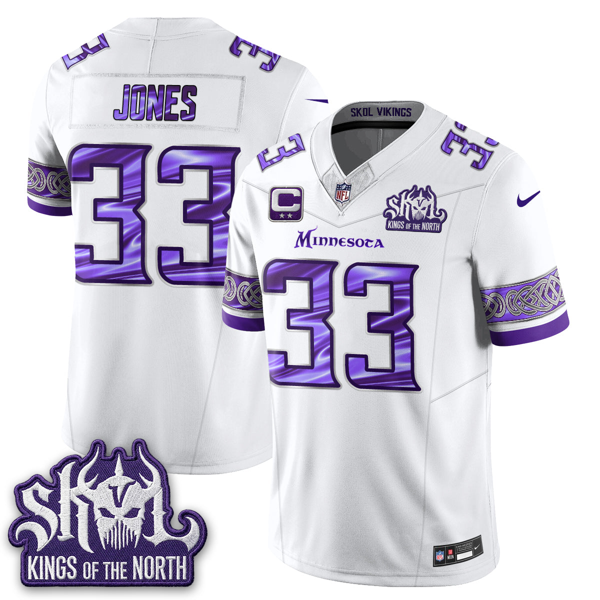 Minnesota Vikings Fangear Edition Warrior Skol Patch Vapor Jersey - Stitched