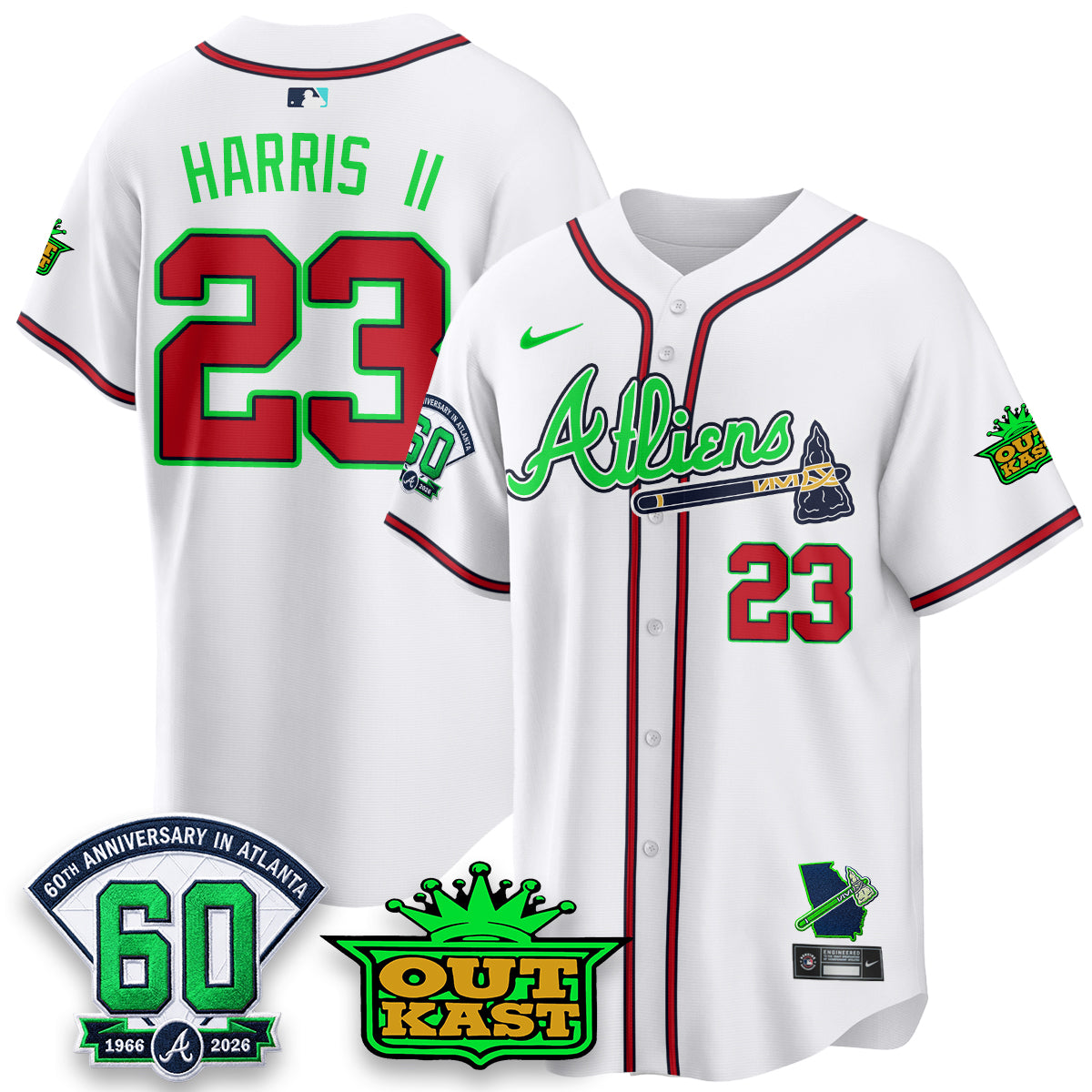 Atlanta Braves x Atliens Cool Base Galaxy Version Jersey - Stitched