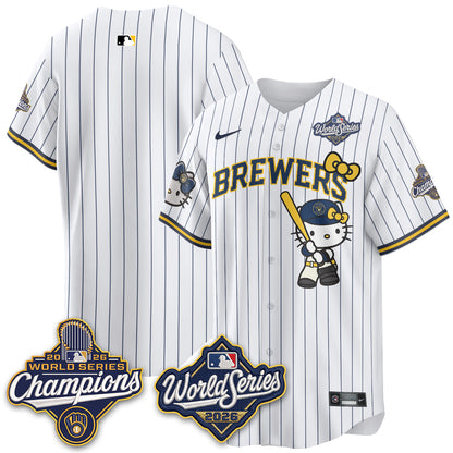 Milwaukee Brewers 2026 WS Champions x Meow KT Vapor Jersey - Stitched