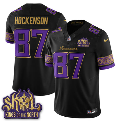 Minnesota Vikings Fangear Edition Warrior Skol Patch Vapor Jersey - Stitched