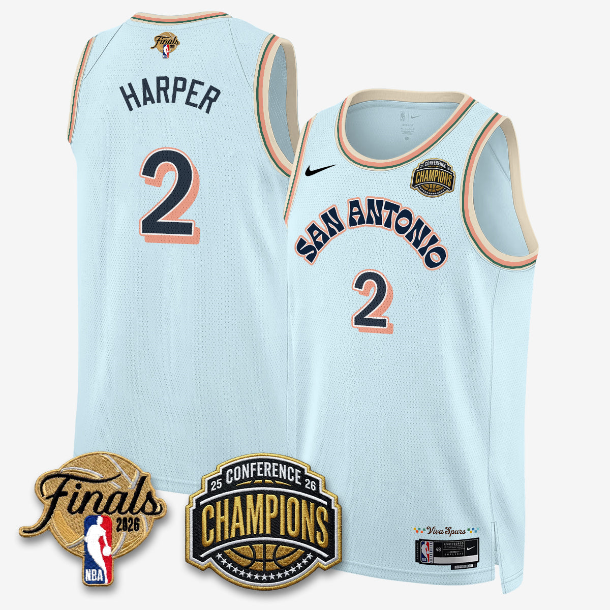 San Antonio Spurs 2026 NBA Western Conference Champions Vapor City Edition Jersey - Stitched
