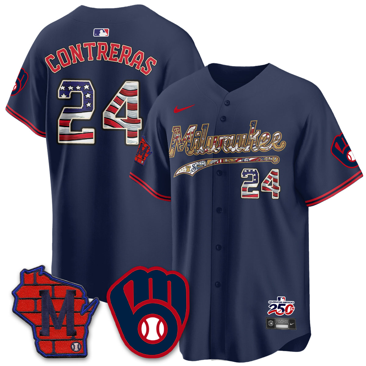 Milwaukee Brewers 2026 Independence Day USA Vapor Limited Jersey - Stitched