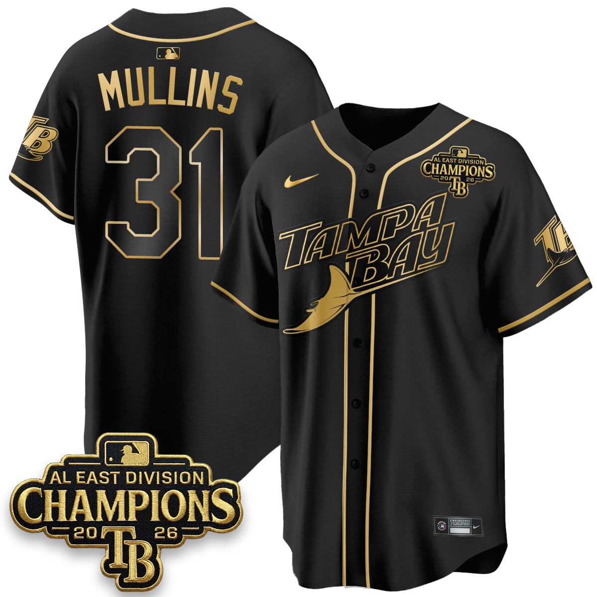 Tampa Bay Rays 2026 AL East Champs Gold Edition Vapor Jersey - Stitched-NQD
