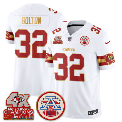 Kansas City Chiefs 4X Champs Gold Edition Vapor Jersey - Stitched